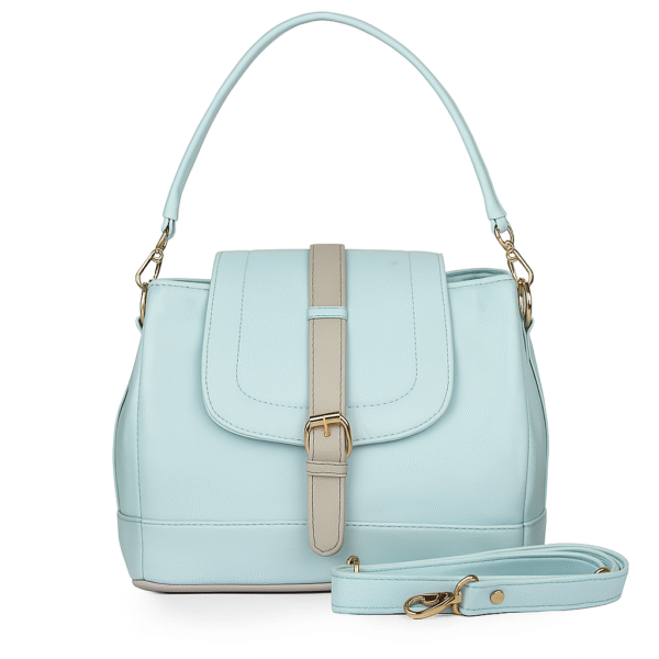 Roseberries Women Sling and Handbag Blue With Grey Strip color